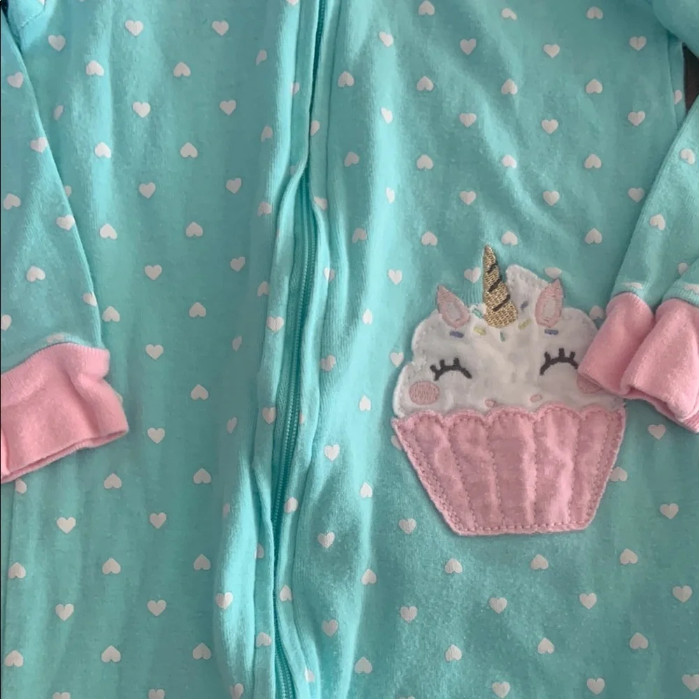 🍊5/$25 NWOT Carter's Blue and Pink Footies with Full-Length Zipper size 18m - Picture 5 of 7